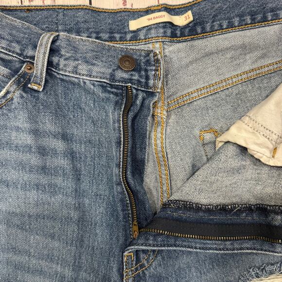 Levi’s ’94 Baggy Jeans W31 Distressed Ripped Raw Hem High Rise 100% Cotton - Picture 6 of 14